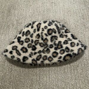 Vince Camuto Fuzzy Leopard Bucket Hat
